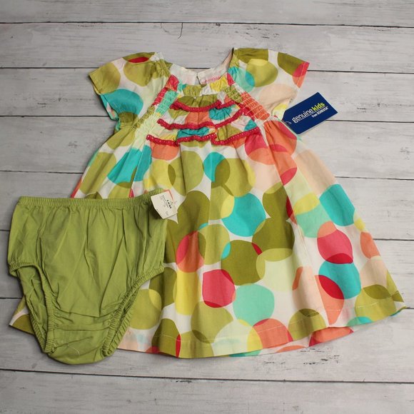Oshkosh B'gosh Vintage Baby Girl's Dress Size 18 Months Retro Polka Dots - Picture 1 of 5